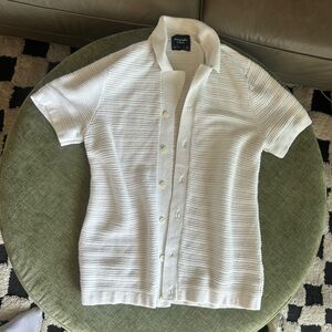 Abercrombie & Fitch Cream Knit Button Down